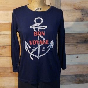 Talbots 3/4 sleeve bon voyage t